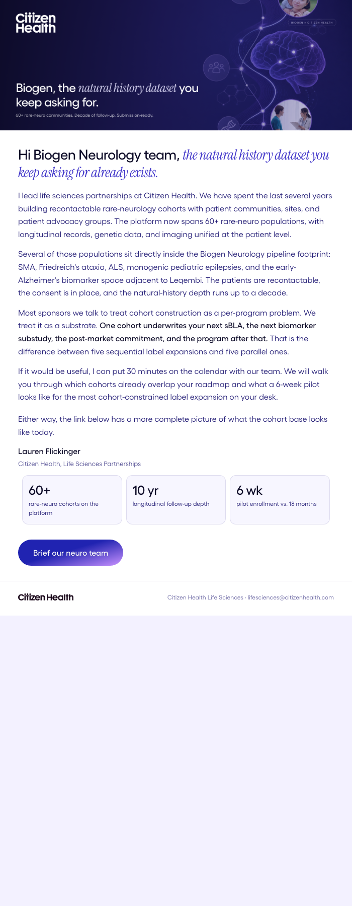Biogen nurture email