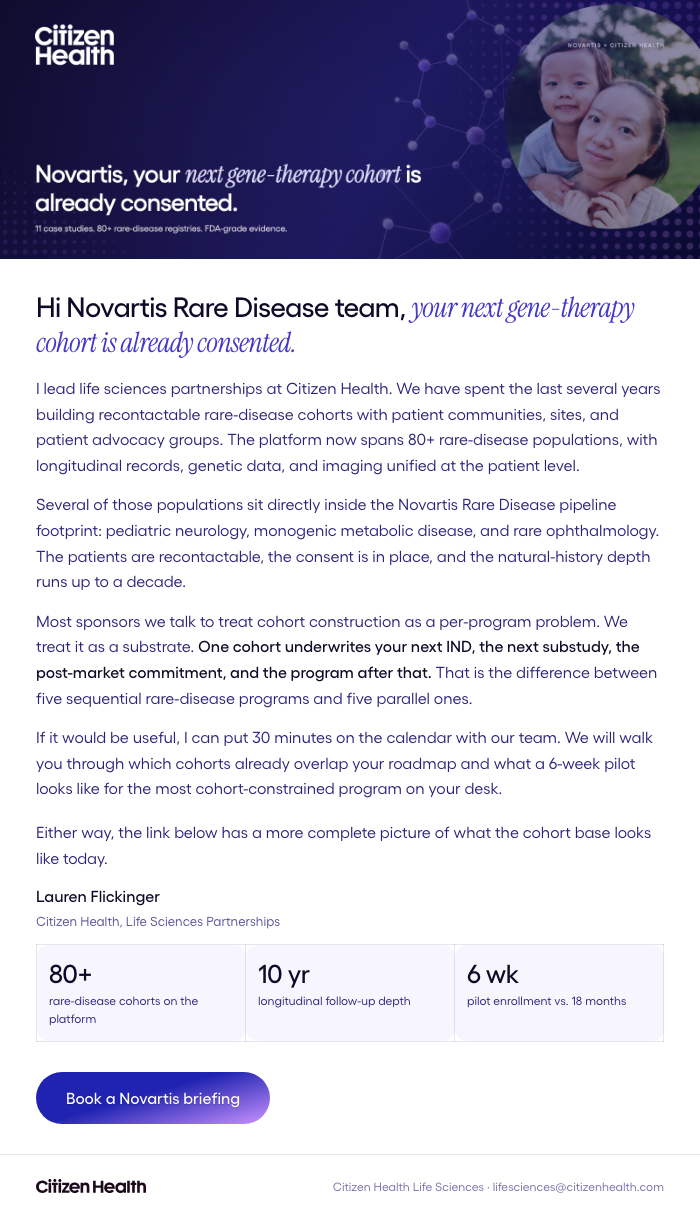 Novartis nurture email